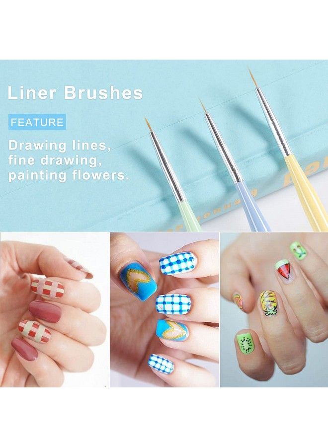 TEOYALL Nail Art Brushes Teoyall Nail Design Painting Brushes Builder Gel Brush Nail Dotting Tools Nail Fine Liner Brushes - Image 3