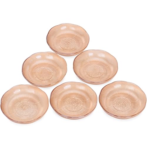 Somil Round Glass Food Serving Plates – 14 X 14 X 3 cm, Transparent, Ideal for Lunch, Dinner & Snacks, Set of 6 - Image 1