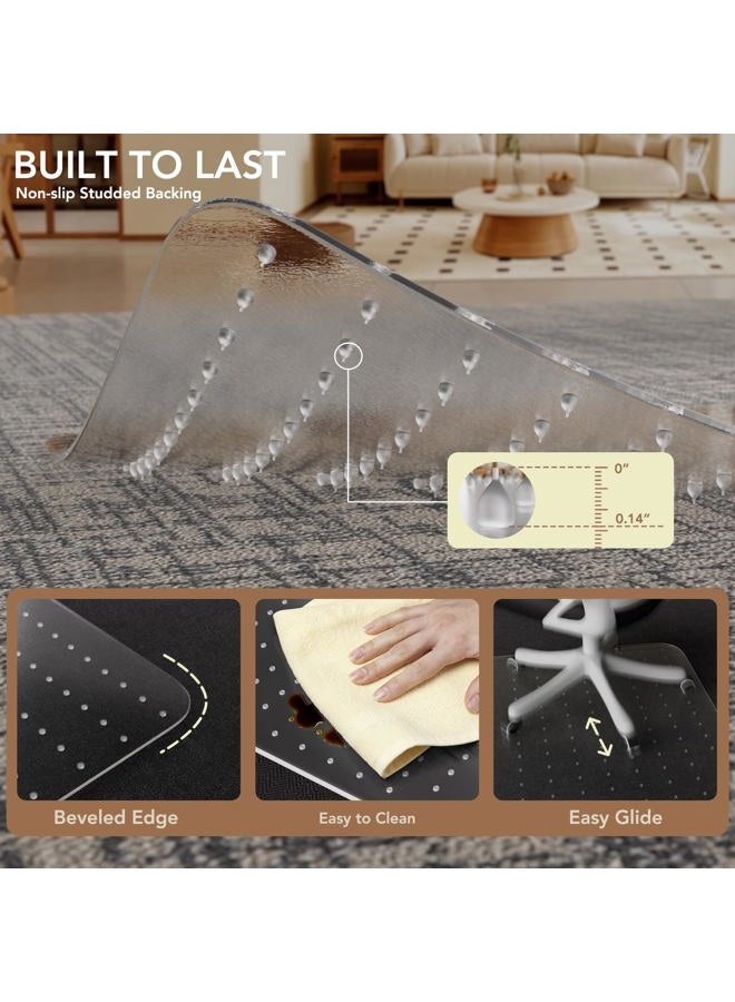 KIOORE 48"x60" Office Chair Mat for Carpet Floors, Lip Smooth Glide Under Desk Carpeted Floor Protector - Image 4