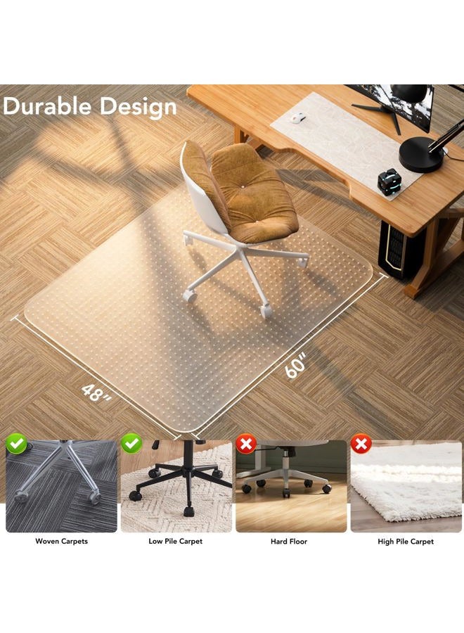 KIOORE 48"x60" Office Chair Mat for Carpet Floors, Lip Smooth Glide Under Desk Carpeted Floor Protector - Image 2