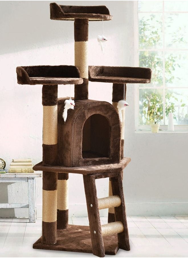 CityRiya-Long - Cat Tree Cat Tower Tree Cat Scratching Post Multi-Level Cat Climbing Activity Center Jumping Platform with Houses and Hammock for Indoor Cats Kittens Pets Play Rest Climb Sleeping - Image 1