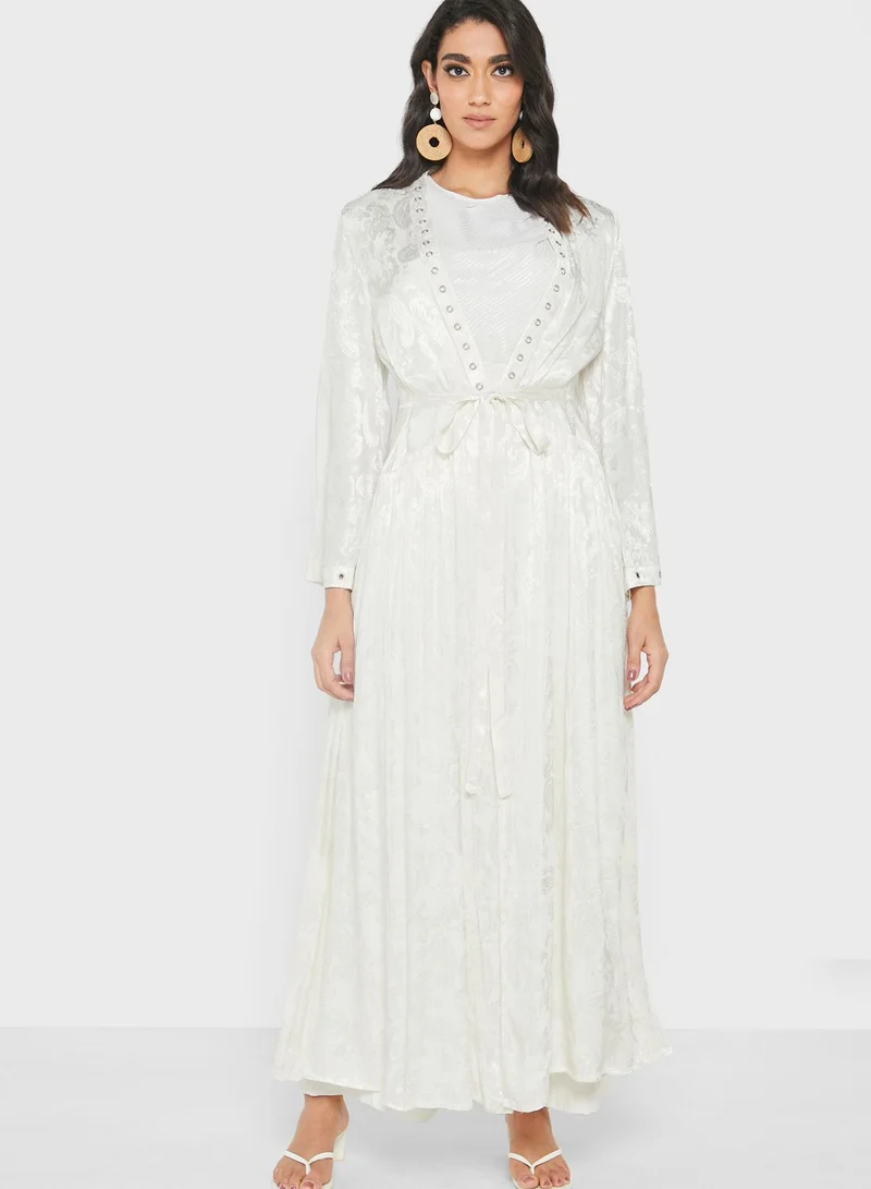 Montania Eyelet Detail Tie Front Cardigan