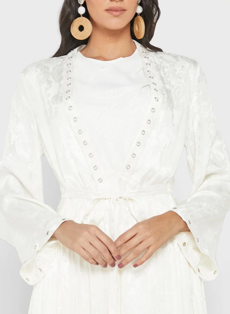 Montania Eyelet Detail Tie Front Cardigan