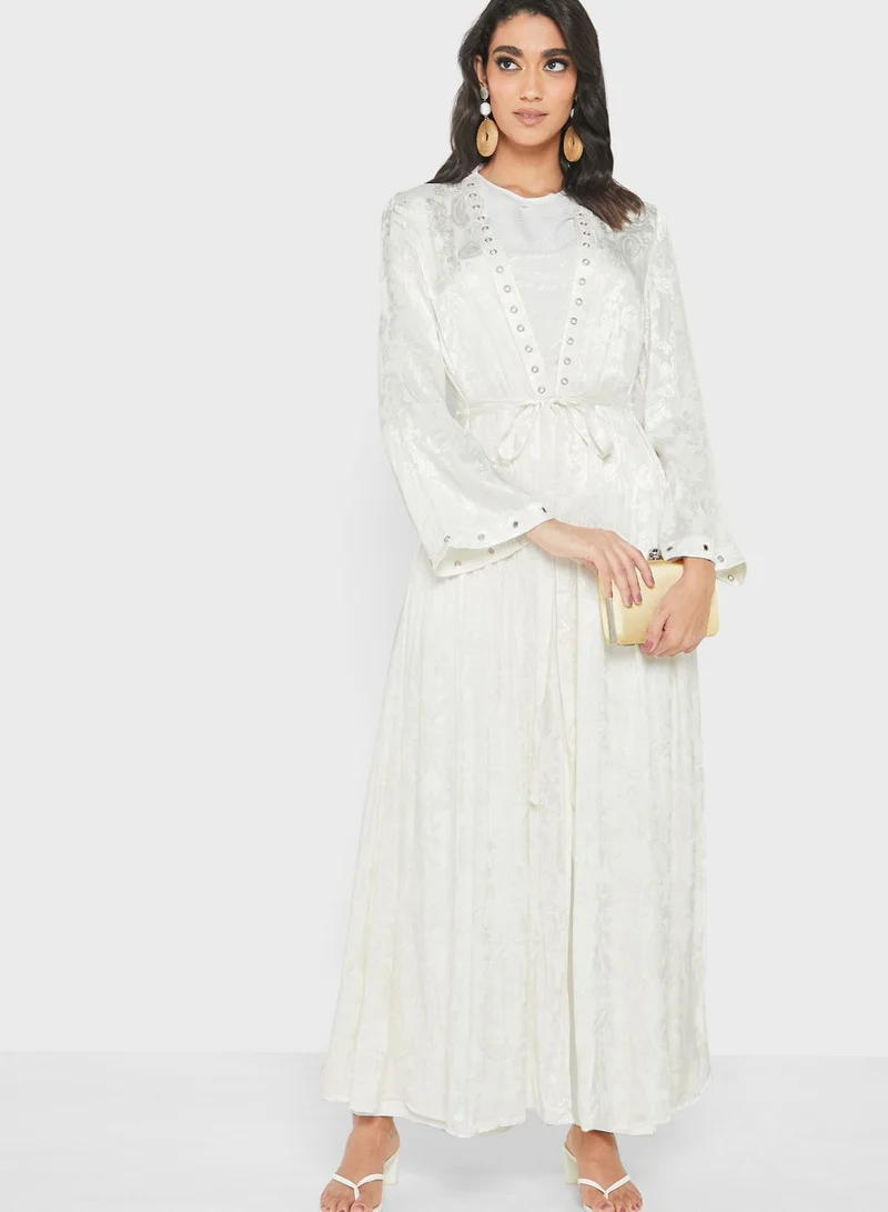 Montania Eyelet Detail Tie Front Cardigan