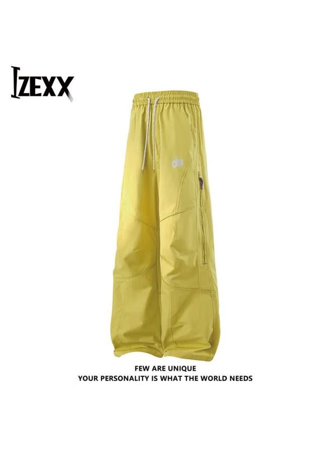Izexx Outdoor Straight Casual Pants Men Autumn Winter Loose Mountain Style Versatile Workwear Trousers Zwk97 Mustard Yellow XL - Image 1