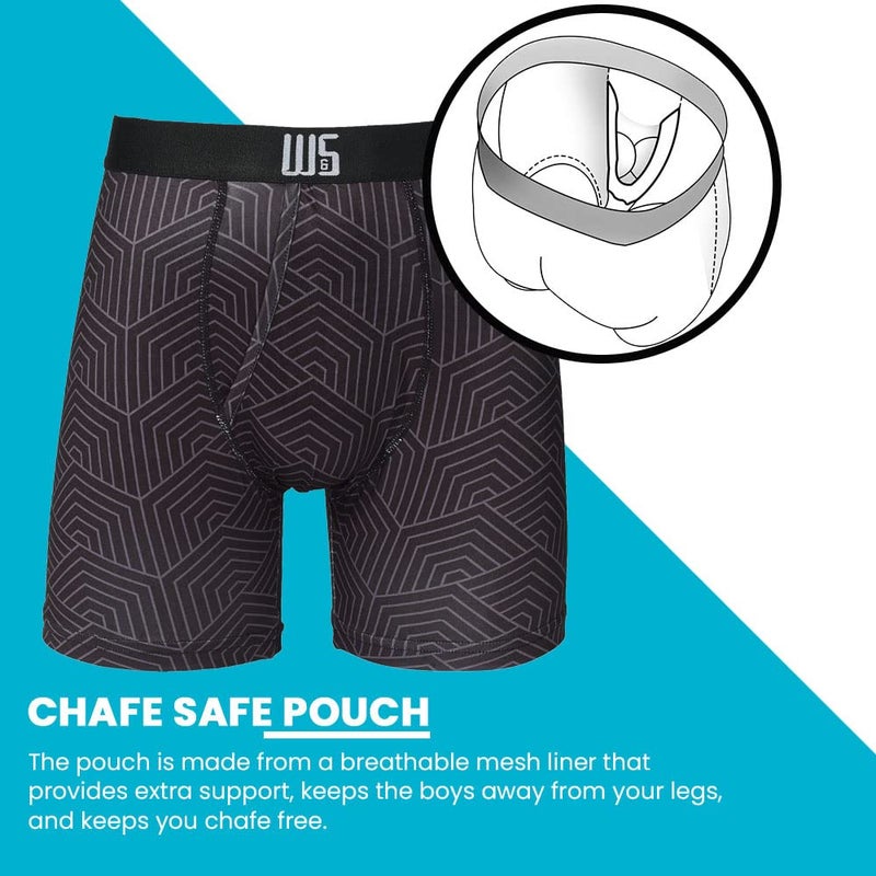 Warriors & Scholars Chafe Safe Pouch Boxer Briefs For Men Pack Of 6, Ultra Soft, Breathable Quick Dry, Moisture-Wicking, Buldge Enhancing Mens Underwear, AM115FBP XL - Image 2