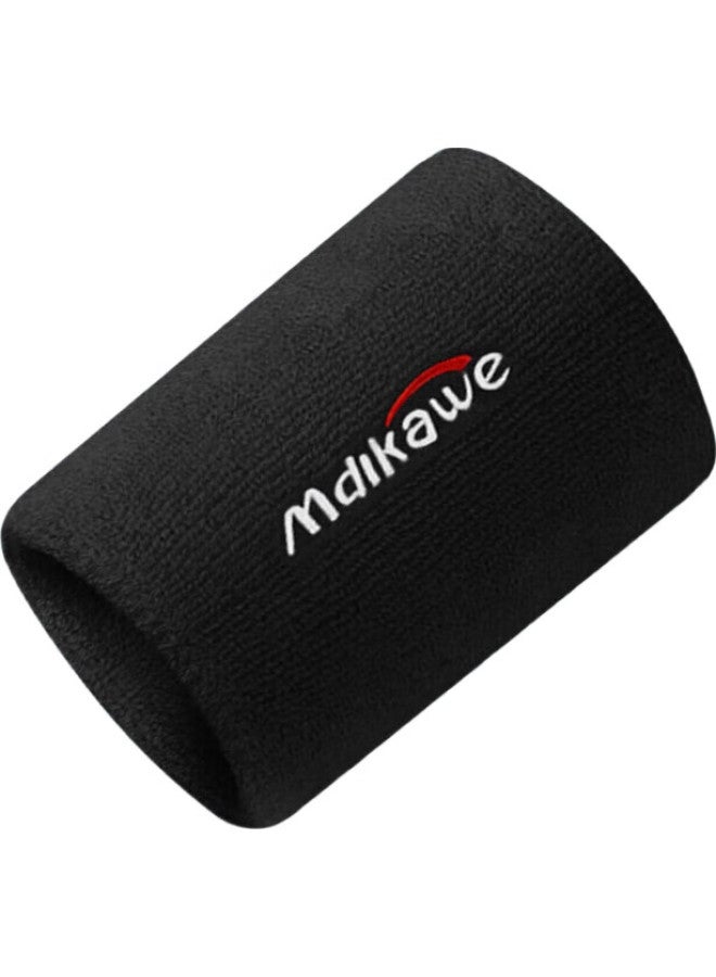 Mdikawe [Two-Pack] Wrist Guards For Men And Women, Sports Fitness Sweat-Absorbing Sprain Protection Wristband, Basketball Badminton Sweat-Wiping Black - Image 3
