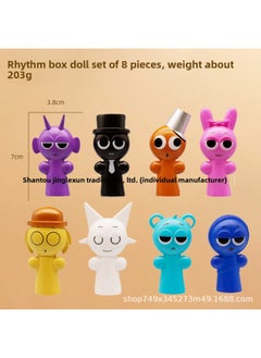 Rhythm Box Hand-run Horror Game Sprunki Peripheral Hand-run Model Ornaments Cartoon Doll-Colour:Type A Rhythm Box Doll 8-piece Set-pen Set