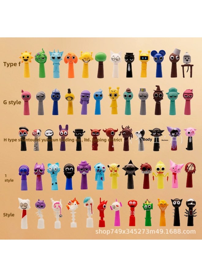 Generic - Rhythm Box Hand-run Horror Game Sprunki Peripheral Hand-run Model Ornaments Cartoon Doll-Colour:Type A Rhythm Box Doll 8-piece Set-pen Set - Image 1