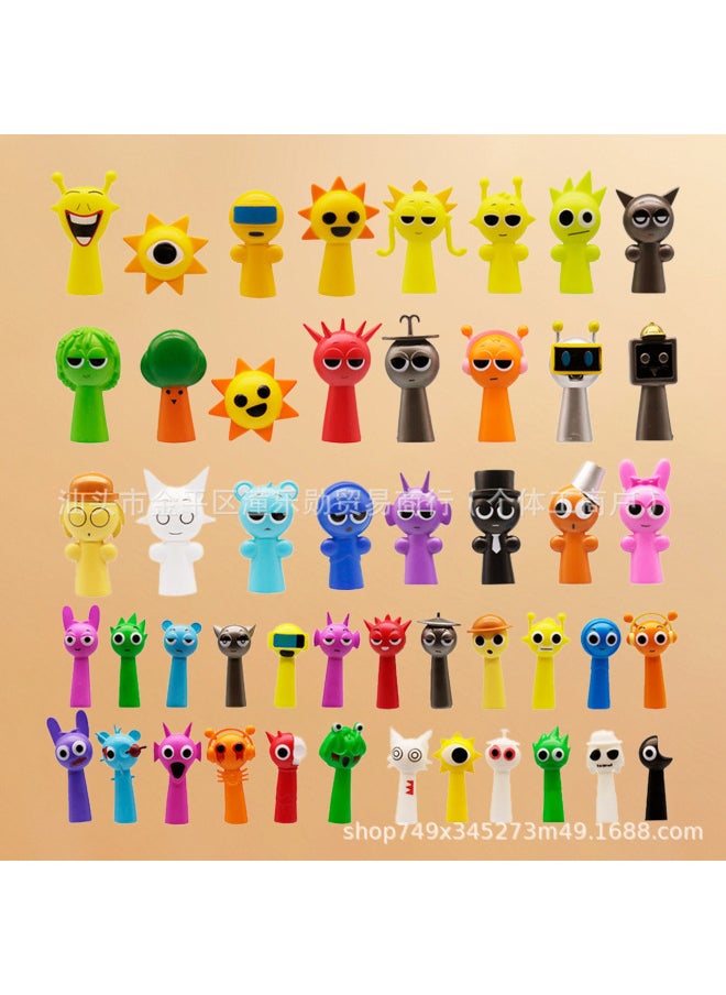 Generic - Rhythm Box Hand-run Horror Game Sprunki Peripheral Hand-run Model Ornaments Cartoon Doll-Colour:Type A Rhythm Box Doll 8-piece Set-pen Set - Image 1