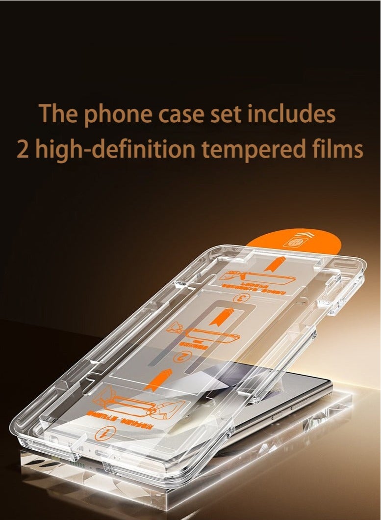 cas:pace Premium Transparent Anti-Fall Armor Case with 5G Folding Bracket for Galaxy S25 Ultra+Two tempered films - Image 2