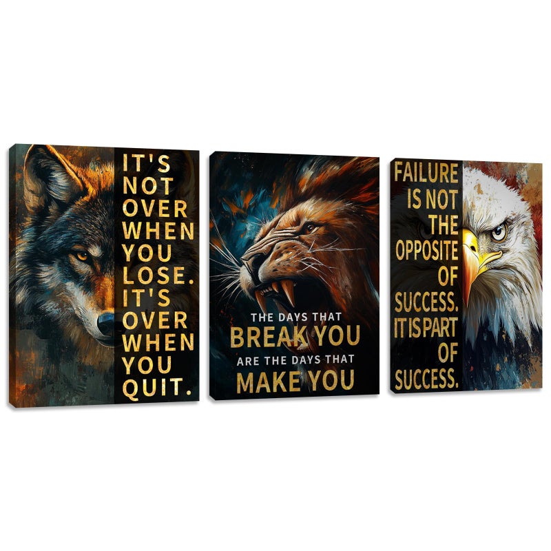 Yetaryy 3 Panel Print Canvas Wall Art Motivational Office Wall Decor Painting Inspirational Posters Modern Inspiring Artwork for Home Living Room Bedroom Wall Decor Office Wall Art Ready to Hang - 36"Wx 16"H - Image 1