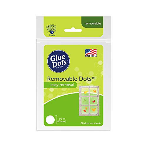 Glue Dots نقاط الغراء، نقاط قابلة للإزالة، مزدوجة الجوانب، 1/2 بوصة، 0.5 بوصة، 60 نقطة، شريط غراء للحرف اليدوية، نقاط غراء لاصقة، بديل الغراء السائل، شفاف - Image 1