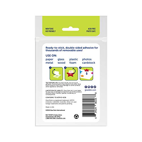 Glue Dots نقاط الغراء، نقاط قابلة للإزالة، مزدوجة الجوانب، 1/2 بوصة، 0.5 بوصة، 60 نقطة، شريط غراء للحرف اليدوية، نقاط غراء لاصقة، بديل الغراء السائل، شفاف - Image 2