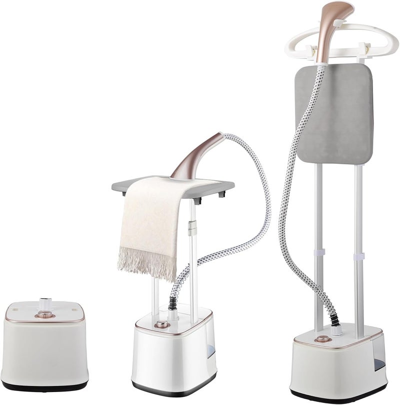 Zephyrspets Vertical Garment Steamer for Clothes, 2000W Garment Steamer Professional with Dual Bar Clothing Steamer with Vertical Steaming, Built-in Ironing Board, 2.5 L Big Capacity Tank-White - Image 1