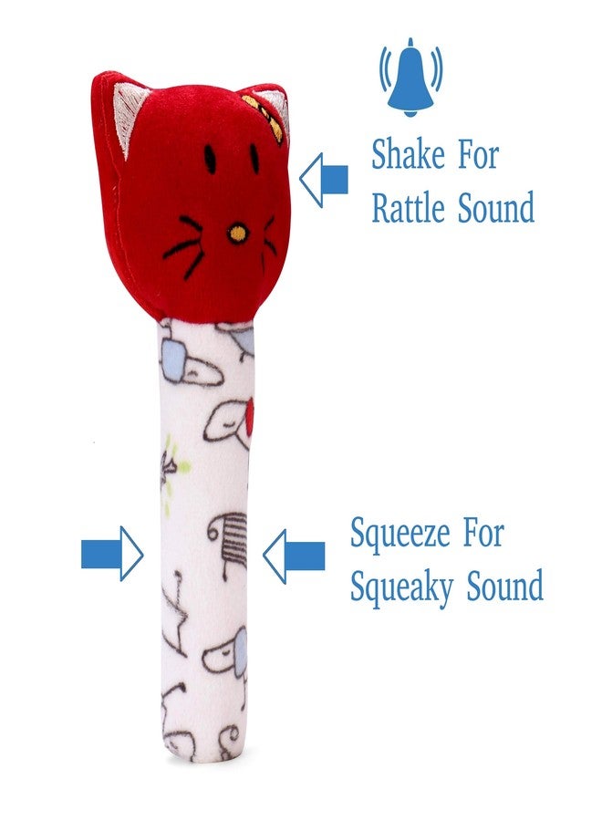 Pikipo Plush Soft Ball (Small Size, 11cm) and Kitty Face Soft Rattle Combo, Multicolor,Baby (Material: Polyester & Plush) - Image 2