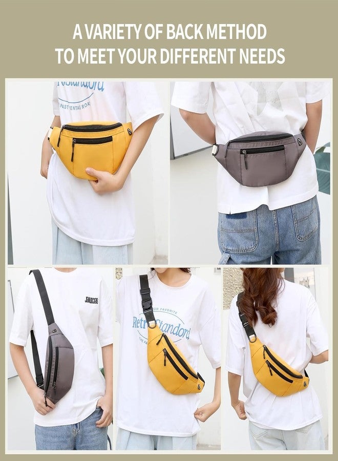 KUNFAIT Waist Bag for Men & Women | Waterproof Crossbody Chest & Fanny Pack with 3 Zipper Compartments | Adjustable Strap, RFID Safe Pocket | Travel, Hiking, Running & Outdoor Sports (Corn Yellow) - Image 4