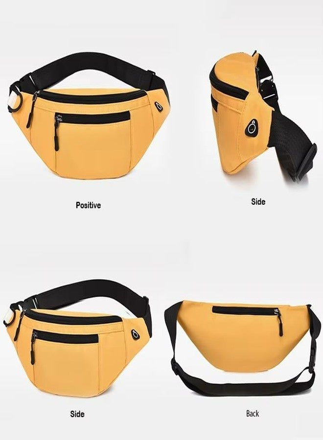 KUNFAIT Waist Bag for Men & Women | Waterproof Crossbody Chest & Fanny Pack with 3 Zipper Compartments | Adjustable Strap, RFID Safe Pocket | Travel, Hiking, Running & Outdoor Sports (Corn Yellow) - Image 2