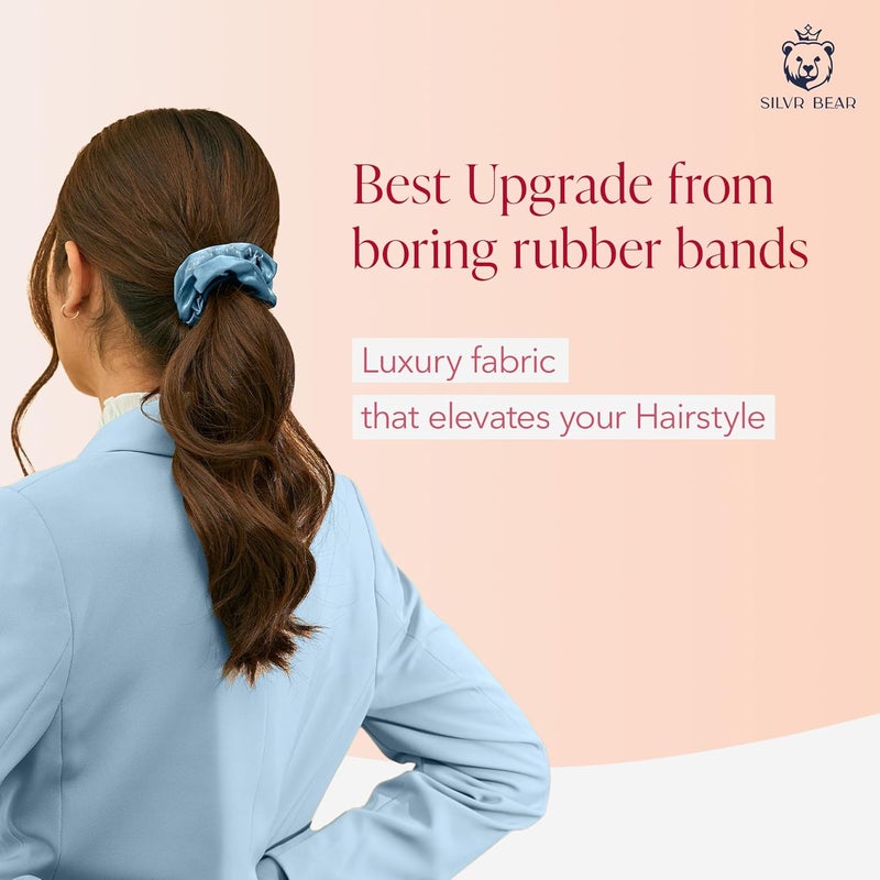 Silvr Bear Luxury Satin Scrunchies Set for Women, Girls | Anti-Hair-Breakage Hair Ties - Image 5