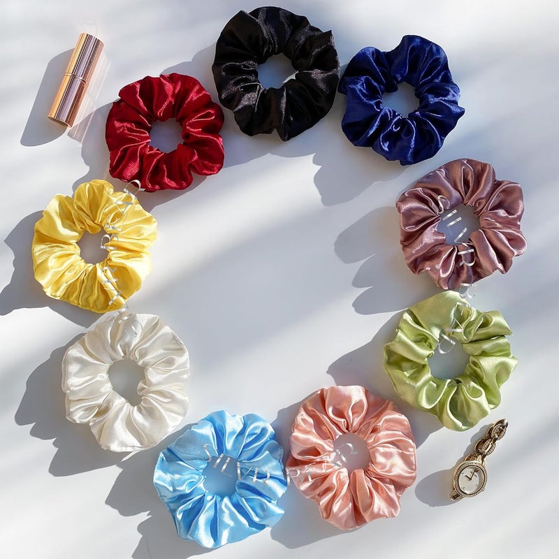 Silvr Bear Luxury Satin Scrunchies Set for Women, Girls | Anti-Hair-Breakage Hair Ties - Image 4