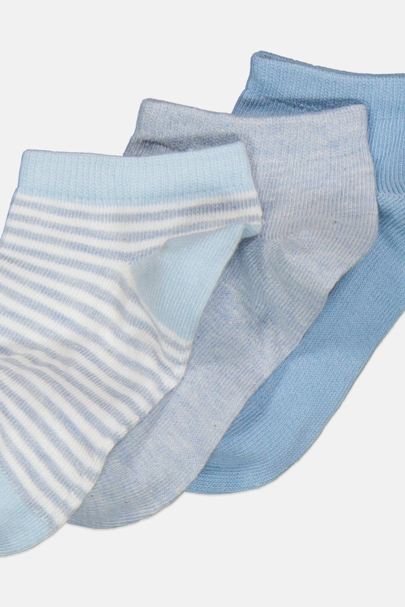 RBX Kids Boy 3 Pieces Stripe Ankle Socks, Slate Blue Combo  - Image 2