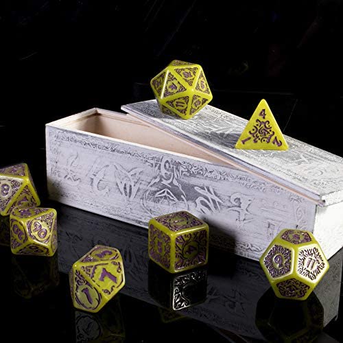 Wiz Dice Titan 25mm Dice - Large Polyhedral Dice Set for Various Role Playing Dice Games - Achlys 7 Cnt -DND Dice Set with a Wooden Dice Box - Includes D4, D6, D8, D10, D10(0), D12 & D20 - Image 2