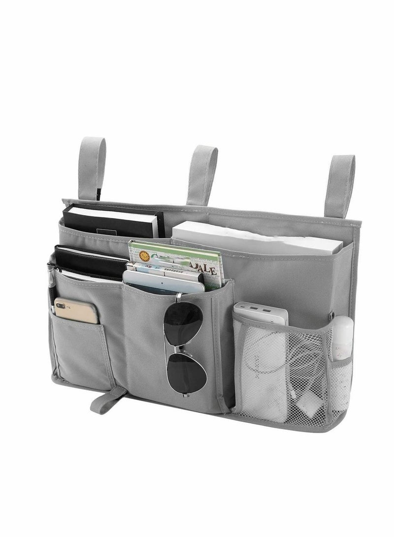 Y&D Bunk Bed Organizer, 8 Pocket Hanging Storage Bag Organizer for College Dorm Beds, Hospital Crib Rails, 600D Oxford Cloth(Grey)  - Image 1
