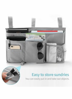 Y&D Bunk Bed Organizer, 8 Pocket Hanging Storage Bag Organizer for College Dorm Beds, Hospital Crib Rails, 600D Oxford Cloth(Grey)  - Image 4