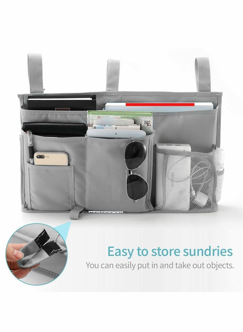 Y&D Bunk Bed Organizer, 8 Pocket Hanging Storage Bag Organizer for College Dorm Beds, Hospital Crib Rails, 600D Oxford Cloth(Grey)  - Image 4