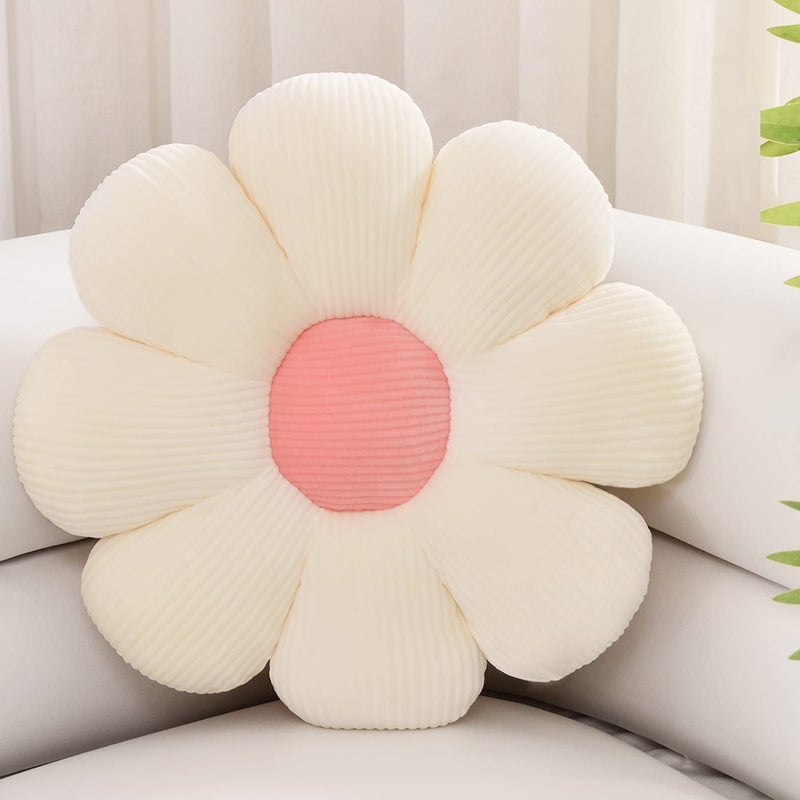 ZAKUN Daisy Flower Throw Pillows 216 Cute Flower Shaped Pillow Seating Cushion Aesthetic Decorative Pillows for Sofa Couch Bed Room Decor White