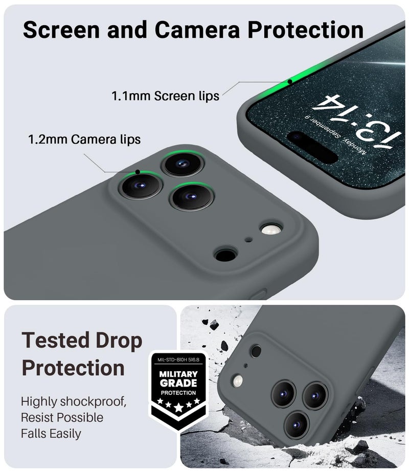 OTOFLY Magnetic for iPhone 17 Pro Max Case,Compatible with Magsafe,Classic Liquid Silicone Mobile Phone Case,Integrated Camera Control Button,Anti-Scratch Microfiber Lining, Charcoal Gray - Image 5