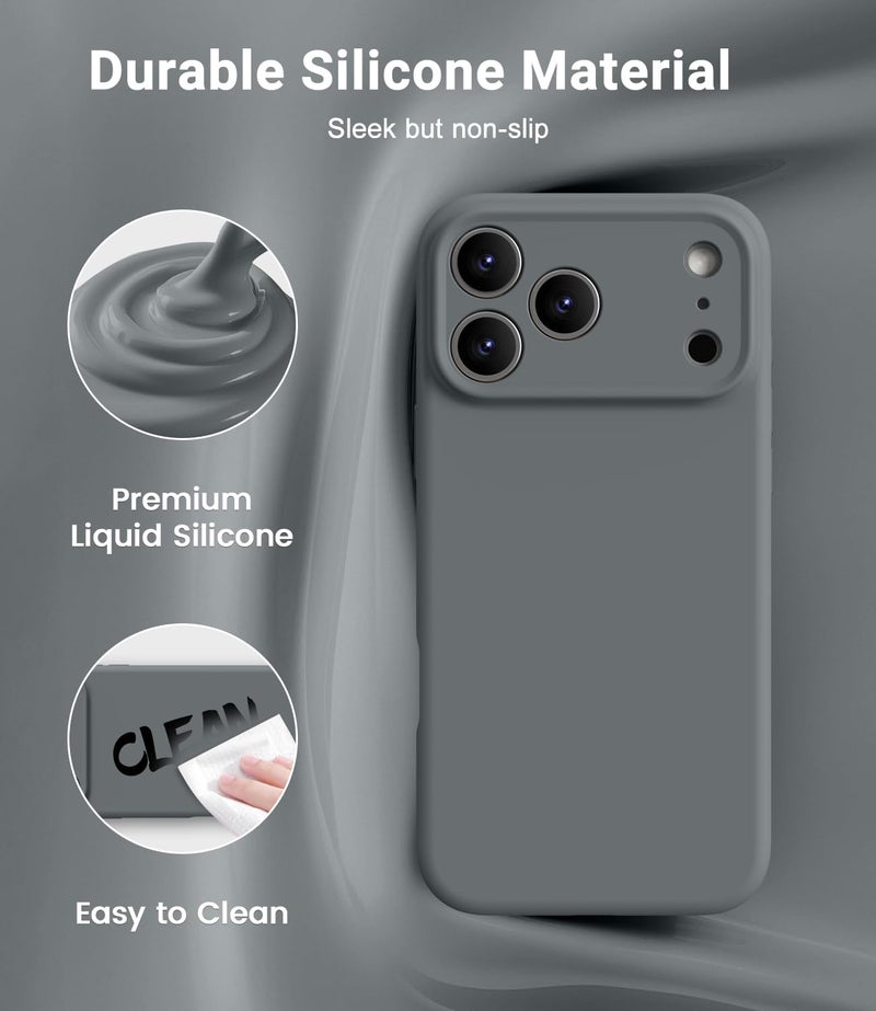 OTOFLY Magnetic for iPhone 17 Pro Max Case,Compatible with Magsafe,Classic Liquid Silicone Mobile Phone Case,Integrated Camera Control Button,Anti-Scratch Microfiber Lining, Charcoal Gray - Image 3