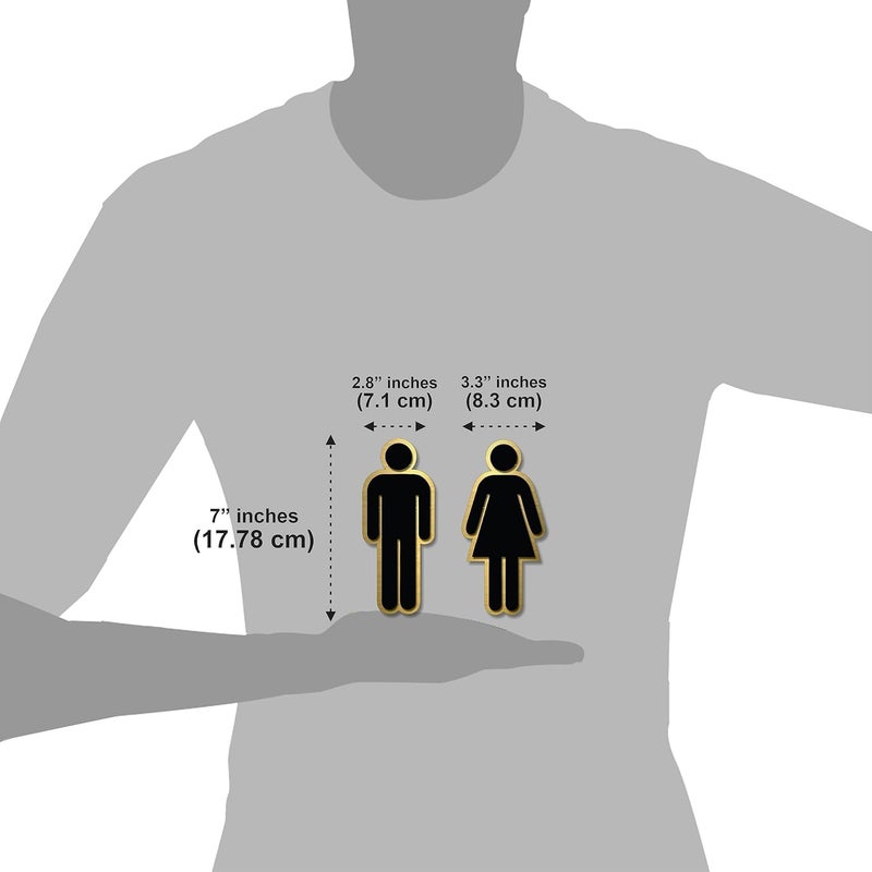 BerryBox Premium Black Gold Men & Women Cutouts 7 INCH Height Sign Easy to Mount 3M Self-Adhesive Tape Signage for Colleges, Office, Hotel, School ETC - Image 4