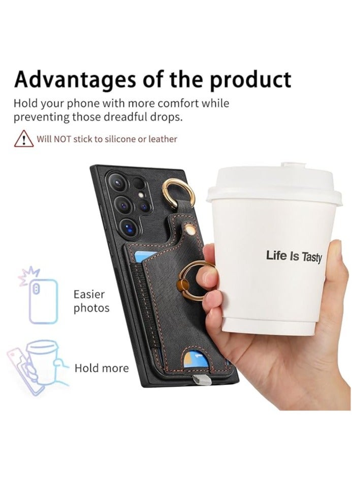 عام Samsung Galaxy S24 Ultra/S24 Plus/S24 جراب جلد مغناطيسي للهاتف بفتحة للبطاقة حافظة ناعمة مضادة للصدمات بتصميم ريترو - Image 3