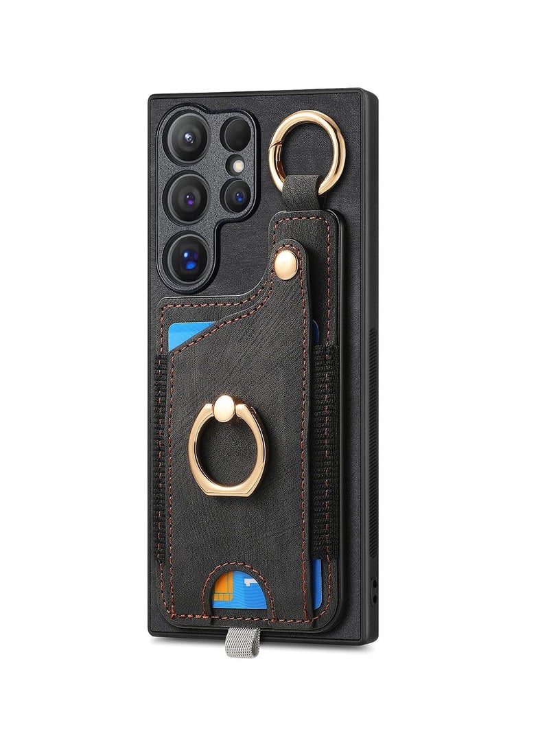 عام Samsung Galaxy S24 Ultra/S24 Plus/S24 جراب جلد مغناطيسي للهاتف بفتحة للبطاقة حافظة ناعمة مضادة للصدمات بتصميم ريترو - Image 1