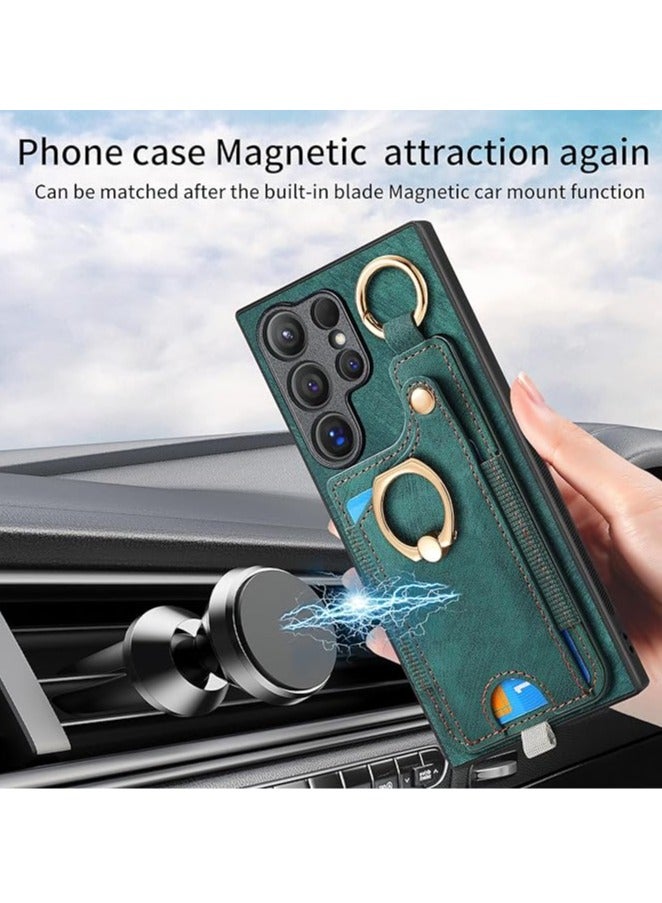 عام Samsung Galaxy S24 Ultra/S24 Plus/S24 جراب جلد مغناطيسي للهاتف بفتحة للبطاقة حافظة ناعمة مضادة للصدمات بتصميم ريترو - Image 2