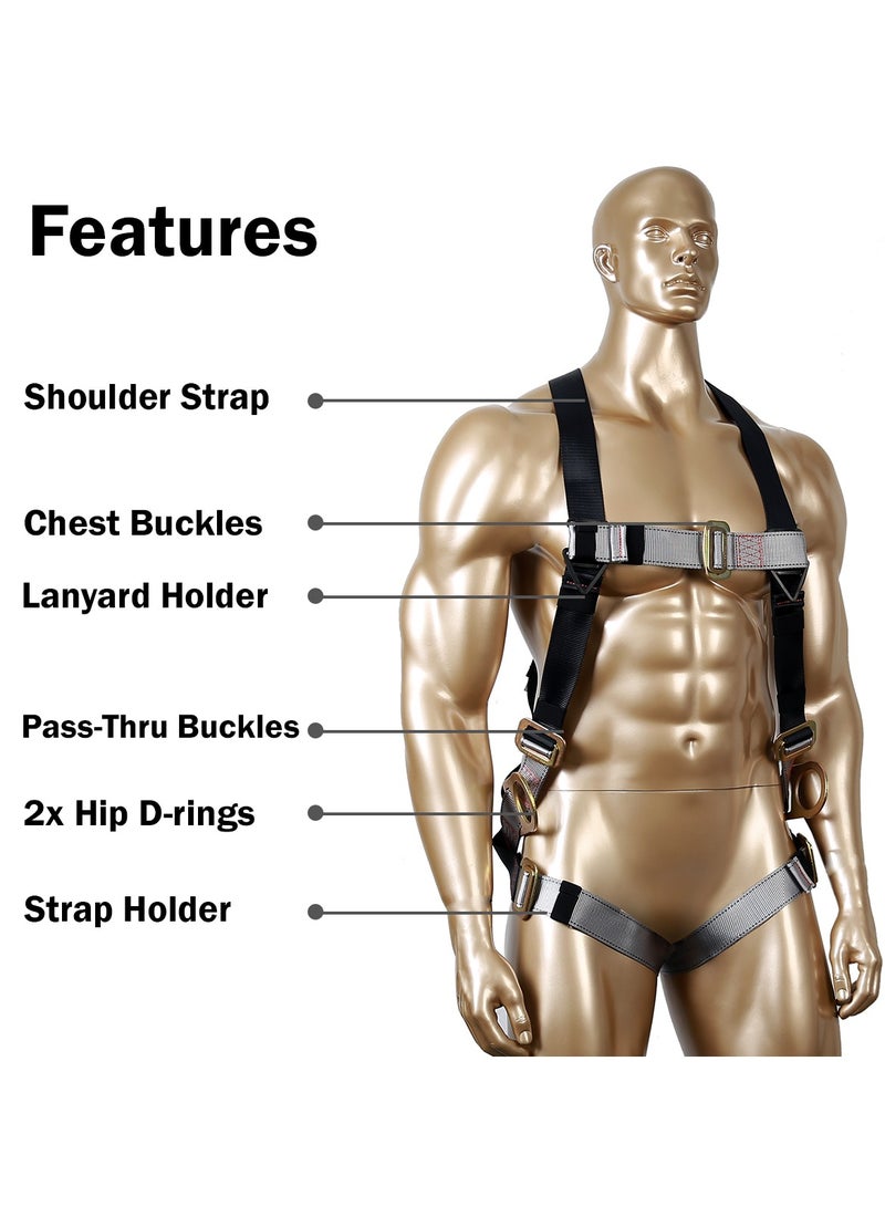 KSEIBI Fall Protection Harness, 3 D-RINGS, Polyester Webbing, Soft, Lightweight Webbing, for Utility Maintenance, Rescue Operations, Construction Work, Window Washing and Maintenance, and Tree Trimming - Image 2