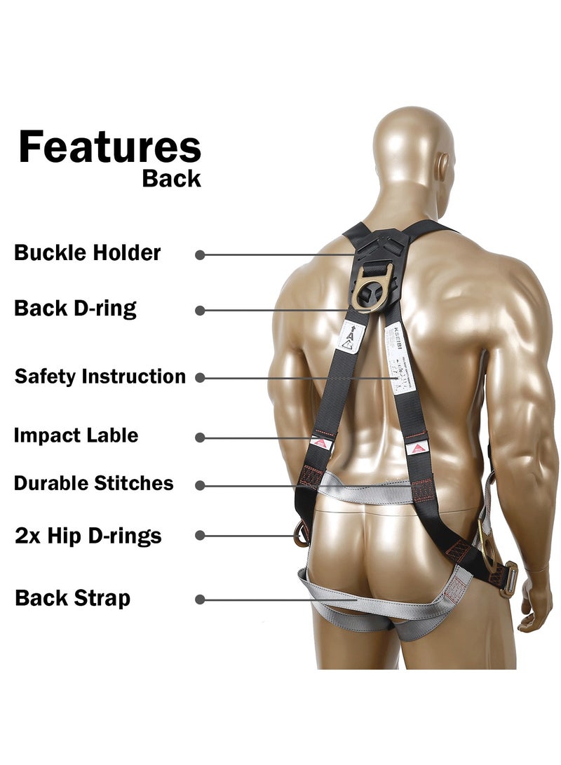 KSEIBI Fall Protection Harness, 3 D-RINGS, Polyester Webbing, Soft, Lightweight Webbing, for Utility Maintenance, Rescue Operations, Construction Work, Window Washing and Maintenance, and Tree Trimming - Image 3
