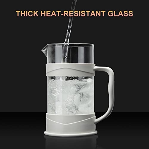 PARACITY French Press Coffee/Tea Maker, Camping Mini Coffee/Tea Press of 304 Stainless Steel Filter and Heat Resistant Glass, Cold Brew Coffee Maker 11.8OZ for Travel& Home Gift(White) - Image 5