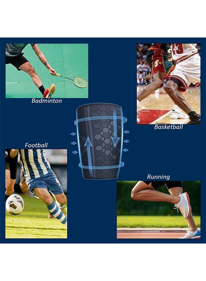 2 PCS Thigh Compression Sleeves for Men & Women, High elasticity Breathable Hamstring Support helpful for Muscle Injury Pain Relief, Upper Leg Sleeves for Workouts & Sports (Black) - Image 5