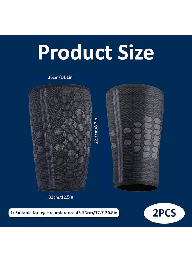 2 PCS Thigh Compression Sleeves for Men & Women, High elasticity Breathable Hamstring Support helpful for Muscle Injury Pain Relief, Upper Leg Sleeves for Workouts & Sports (Black) - Image 4