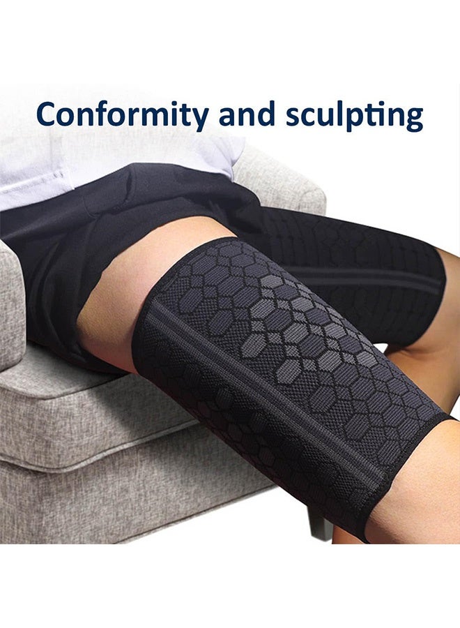 2 PCS Thigh Compression Sleeves for Men & Women, High elasticity Breathable Hamstring Support helpful for Muscle Injury Pain Relief, Upper Leg Sleeves for Workouts & Sports (Black) - Image 3