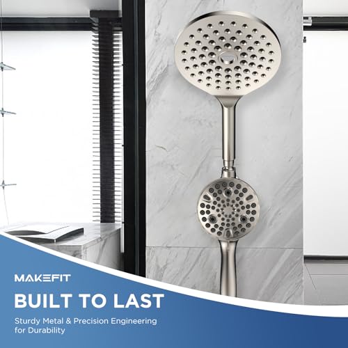 MakeFit Dual Handheld Shower Head Combo, 2-in-1 Rain Shower Heads System 8 Inch Rainfall Shower Head and 10 Modes High Pressure Hand Held Showerhead with Built-in Power Wash - Image 4
