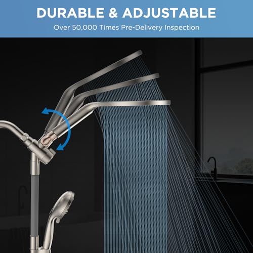 MakeFit Dual Handheld Shower Head Combo, 2-in-1 Rain Shower Heads System 8 Inch Rainfall Shower Head and 10 Modes High Pressure Hand Held Showerhead with Built-in Power Wash - Image 2