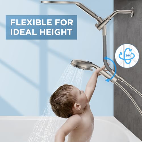 MakeFit Dual Handheld Shower Head Combo, 2-in-1 Rain Shower Heads System 8 Inch Rainfall Shower Head and 10 Modes High Pressure Hand Held Showerhead with Built-in Power Wash - Image 3