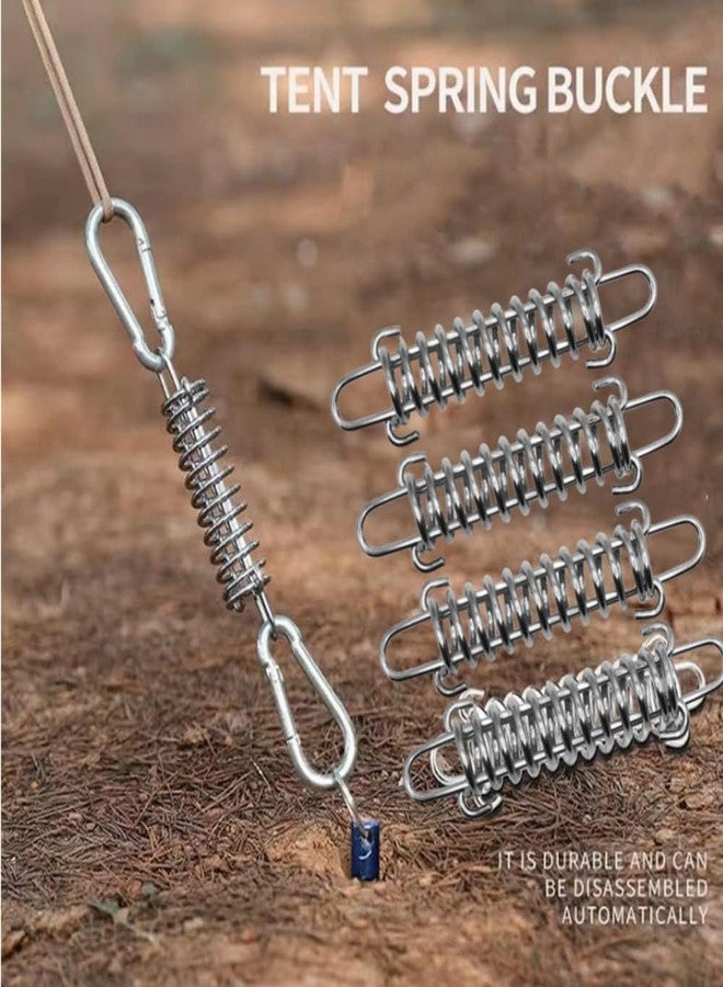 BRYHZKCM 4Pcs Tent Fixed Buckle Wind Rope Buckle Steel Fixed Buckle Tent Wind Spring for Camping Hiking,Chrome Plated Spring for Hammock Chair - Image 5