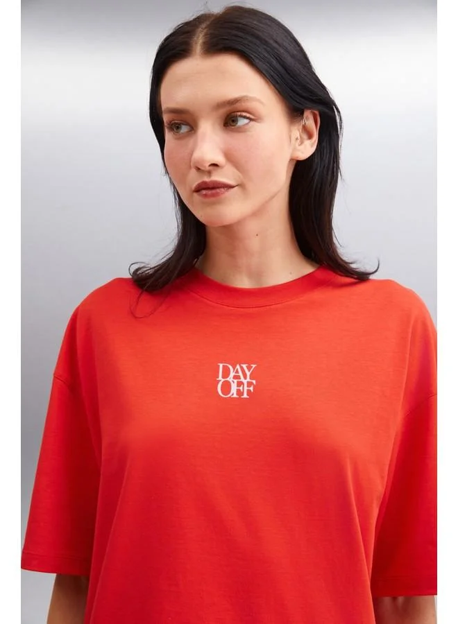 GRIMELANGE Grimelange Souling Women's Cotton Red T-Shirt
