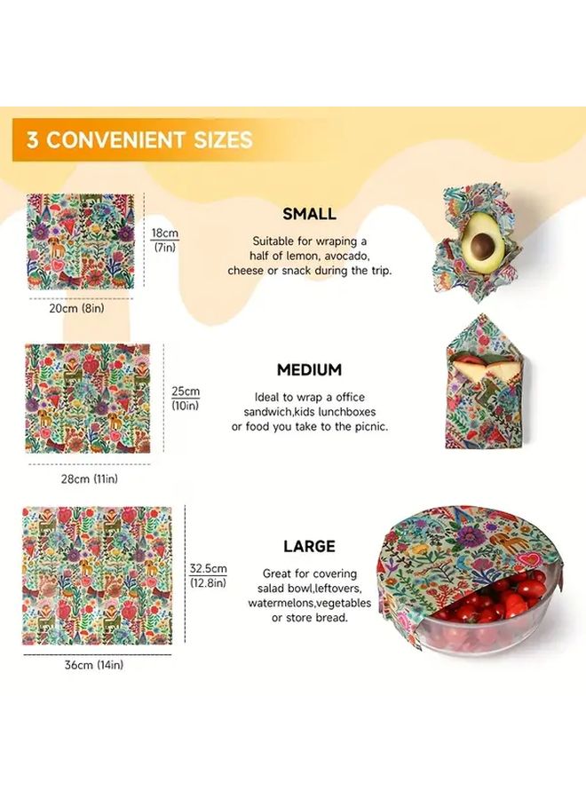 Cute Puppy Beeswax Food Wrap 3 Pack Washable For Bread Cheese Vegetables Picnic - Image 3