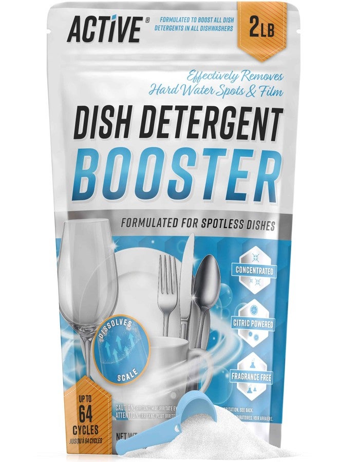 Active Dishwasher Detergent Booster Prewash Powder - ACTIVE Citric Acid Dishwashing Additive for Hard Water, Natural Dish Washer Shine & Rinse Aid, Lime Scale Remover for Cloudy Glassware - 64 Uses (32-oz - Image 1