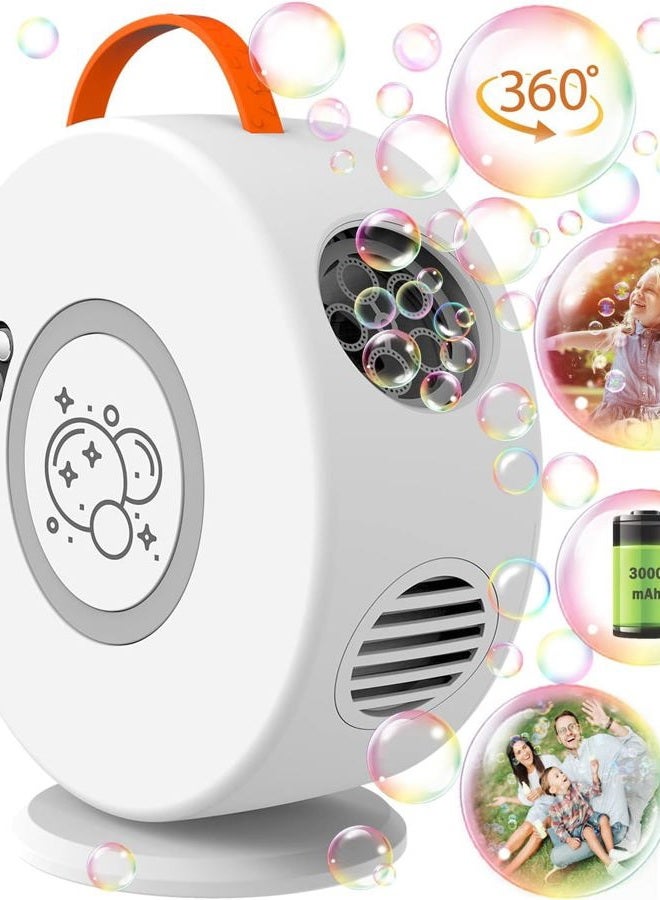 Weilim Bubble Machine Automatic Bubble Blower for Kids Toddlers Rechargeable Battery Portable Bubble Maker Electric Bubble Machine Auto Rotating 90°/360° Outdoor Toy for Birthday Party Wedding - Image 1